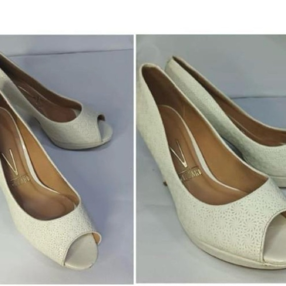 Vizzano cream open toed pumps. Size 7 or 36 European